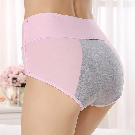 YWDJ Period Underwear for Women Briefs Cotton Lightweight High Waist No Show Solid Fashion Briefs Comfortable Cotton High Waist Underwear Panties Briefs Pink XL
