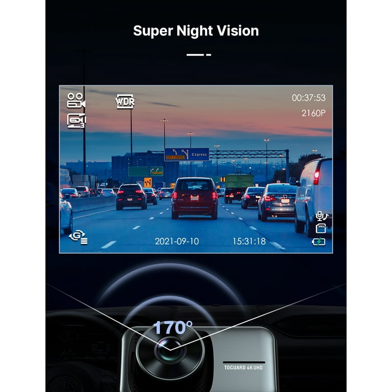 TOGUARD 4K Dual Dash Cam Car Camera, UHD 4K+1080P Driving recorder , 3 Inch  Screen