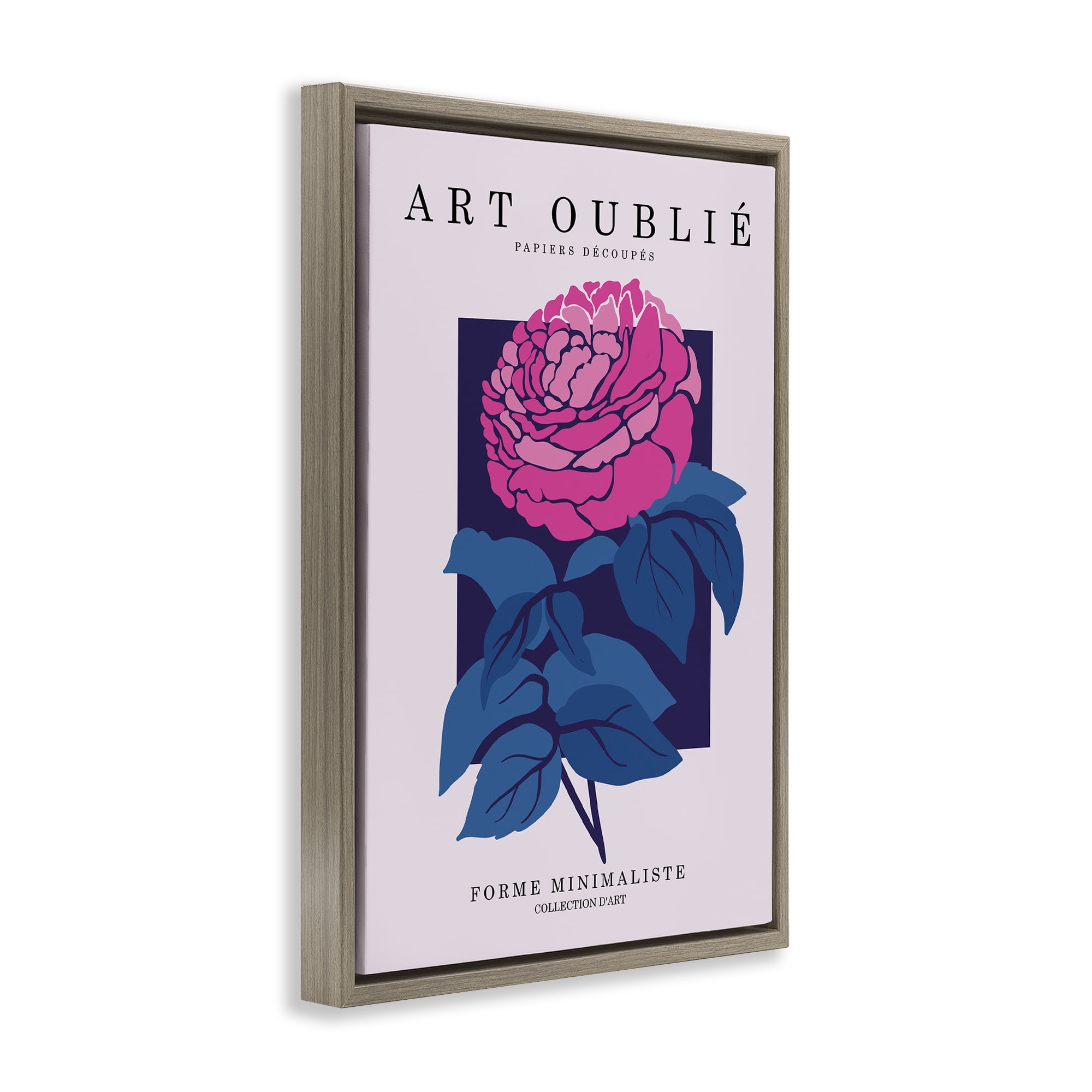 Stupell Industries Peony Gallery Poster Plants & Flowers Painting Brown Floater Framed Canvas Art Print Wall Art, 21 x 31