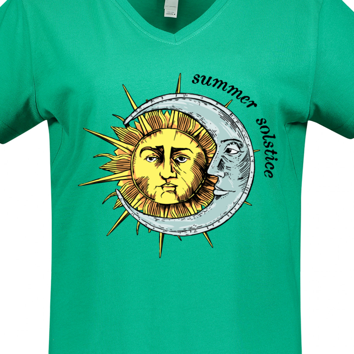 Inktastic Summer Solstice Sun and Moon Women's V-Neck T-Shirt - image 3 of 4