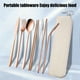 thumbnail image 4 of Utensilios de cocina, juego de palillos, cuchara, cuchillo, tenedor y pajita portátiles, juego de cubiertos de acero inoxidable de 7 piezas con estuche, juego de cubiertos portátiles para acampar al a, 4 of 6