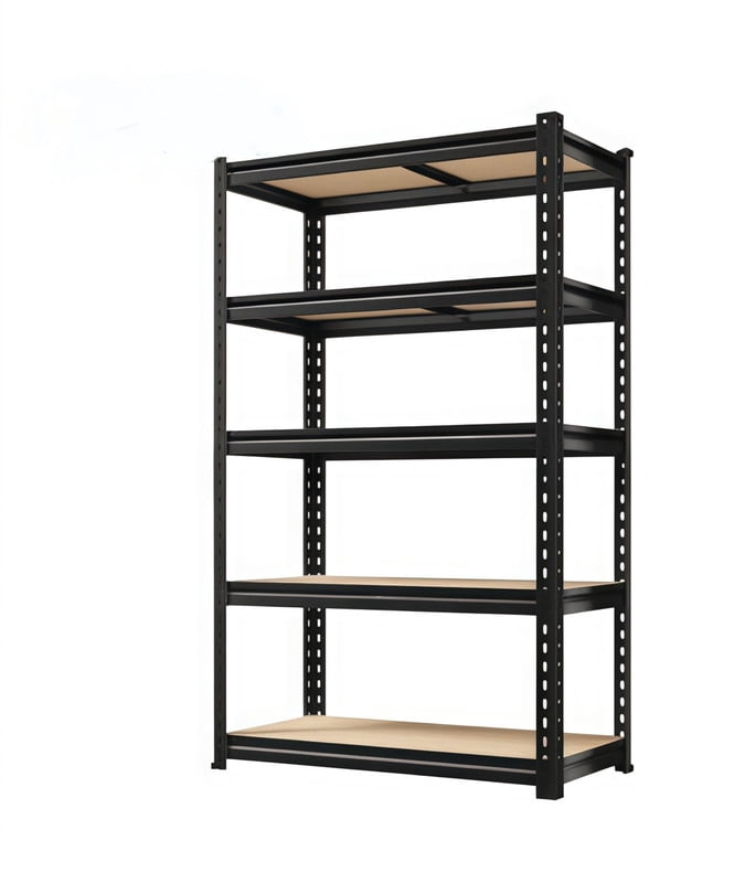 5-Tier Garage Storage Shelves, Heavy Duty Adjustable Shelving Unit, 60" H Garage Rack， 2400lbs Metal Utility Shelves for Warehouse, Basement, Pantry, Home Organization