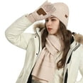 thumbnail image 4 of ZHOGXU Winter Beanie Hat Scarf Gloves Set For Women And Men Thick Caps Long Scarf Touchscreen Gloves Knitted Warm Comfortable Outfits 3 Pack For Daily Wear Beige One Size, 4 of 8