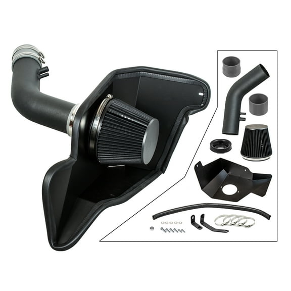Ares Motorsports BLACK Heat Shield Cold Air Intake   Filter 15-17 Compatible With Ford Mustang Base 3.7 V6