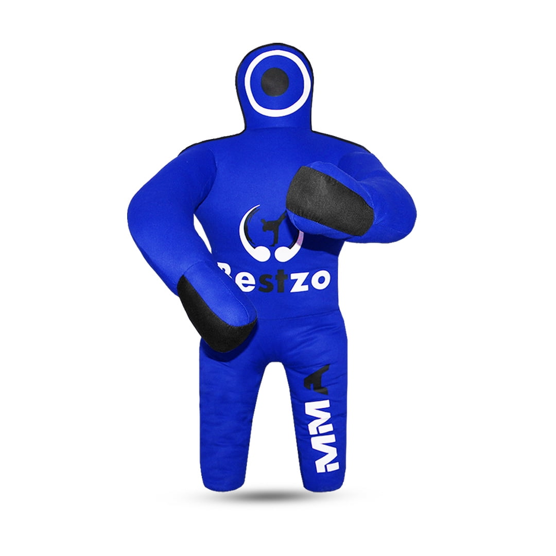 MMA Grappling Dummy Judo Bokszak Dummy BJJ worsteldummy, zitpositie, Braziliaans Jiu Jitsu Indiening, Zelfverdediging Training Vinyl ONGEVULD (Rood Zwart, 180 cm - Ongevuld