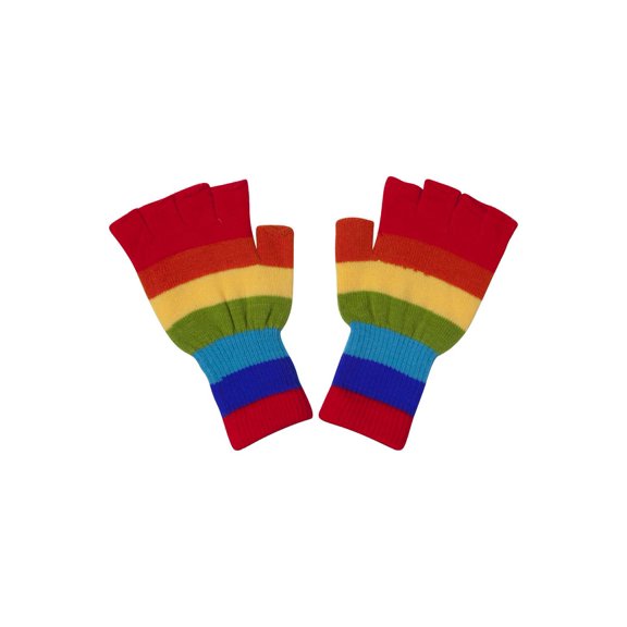 Punk Rock Knit Fingerless Gloves- Rainbow