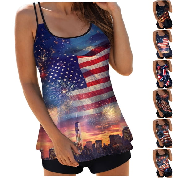 zaveiop Swimsuits for Women Tankini Bathing Suit 2 Piece Loose Fit Blouson Swim Tops with Boyshorts (Navy, XL)