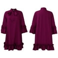 thumbnail image 2 of Women's Casual Vintage Half Sleeve Contrast Casual Pockets Party Swing Dress, 2 of 8