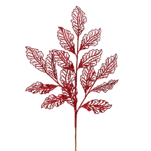 Vickerman 21" Burgundy Glitter Coleus Leaf Lace Artificial Christmas Spray. Includes 12 sprays per pack.