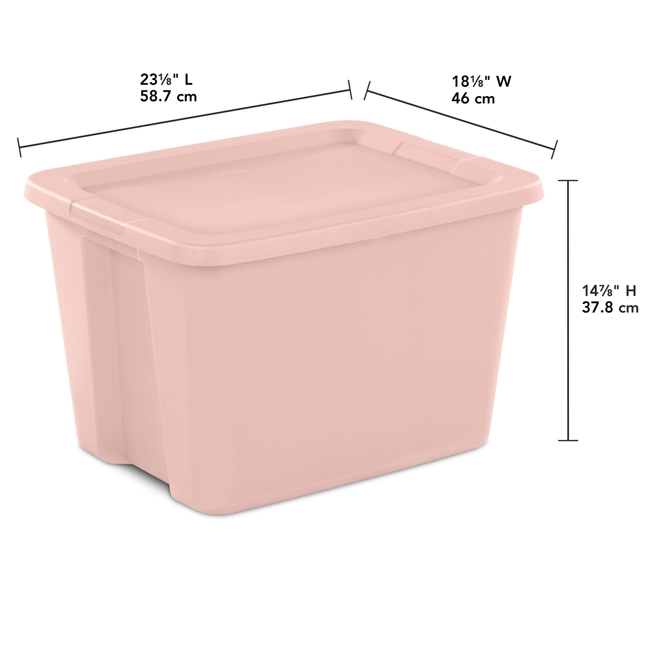 Sterilite Large Storage Bin, 18 Gallon Plastic Storage Container with SnapOn Lid, Light Pink  (图2)