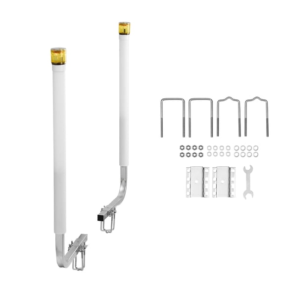 KFFKFF Boat Trailer Guide, 46-inch with LED Light Guide Poles, Set of 2 Durable Steel Guide-Ons, Adjustable Trailer Guides with PVC Covers, Suitable for Ski Boats, Fishing Boats,and Sailboat Trailers