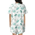 thumbnail image 3 of Bixox Women's Leaf Print Green Printed Pajama Set 2 Piece Lounge Set Top and Shorts Soft Pajamas, Shorts with Pockets, 3 of 7