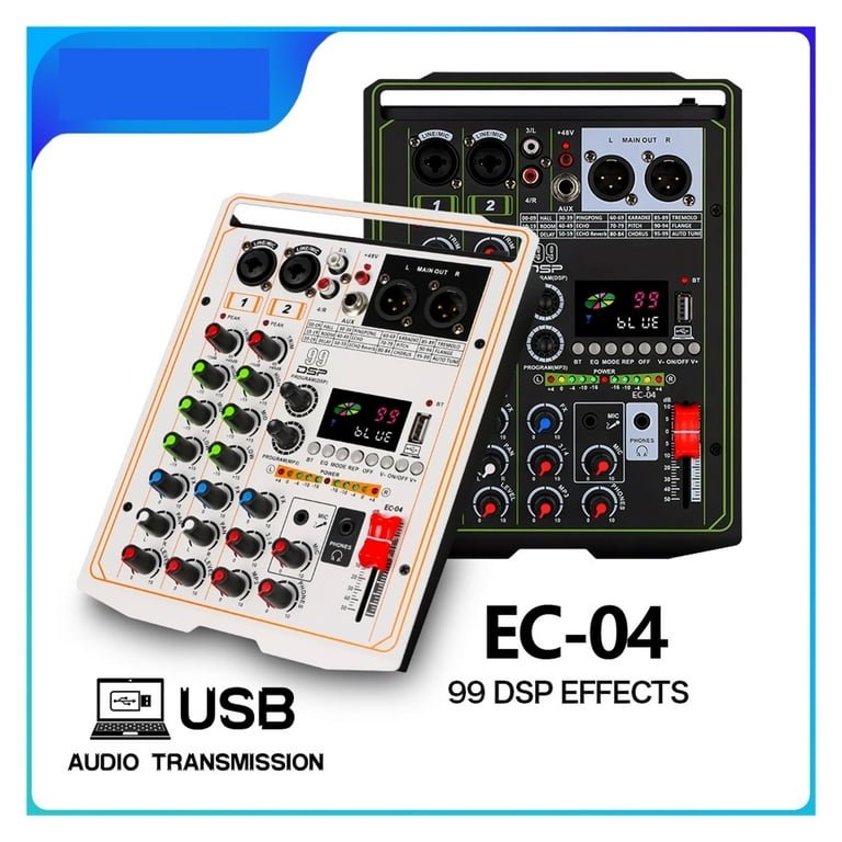 Mixers Audio 4 Channel Mixer, Dj Mixer Board Mixer Audio Bluetooth MP3
