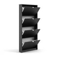 thumbnail image 6 of Pemberly Row Modern 4 Drawer Shoe Cabinet, 12-Pair Shoe Rack in Black Matte, 6 of 12
