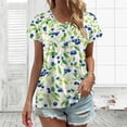 thumbnail image 3 of Blueberries White Background Green Leaves Women's Blouse Short Sleeve Women's Top T-Shirt Spring Summer Clothes, 3 of 7