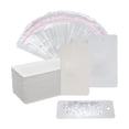thumbnail image 2 of Paquete de 300, 100 bolsas autosellantes, 100 tarjetas de papel de cartón para pendientes, 100 partes traseras de pendiente embalaje de joyería, blanco Macarena Tarjetas de pendiente, 2 of 8