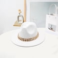 thumbnail image 4 of Women Men Wide Brim Western Cowboy Cowgirl Fedora Hat with Chain Belt Buckle, 4 of 6