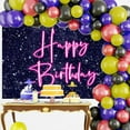 thumbnail image 5 of Pink Neon Birthday Backdrop Night Sky Star Starry Galaxy Stars Birthday Photography Background for Girls Women Princess Birthday Party Decorations Banner Photo Studio Props, 5 of 5