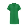thumbnail image 5 of Puntoco Summer dresses for women 2025 Shift Dress for Women V Neck Short Sleeves Solid Color Casual Flowy Summer Dresses Green XXL(XXL), 5 of 5