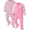 Gerber Baby & Toddler Girls Microfleece Blanket Sleeper Pajama, 2-Pack (0/3 Months-5T)