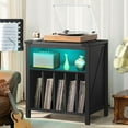 thumbnail image 5 of Large Record Player Stand with Charging Station & LED Lights, Vinyl Records Storage Holder Cabinet Holds up to 230 Albums, Turntable Stand for Music Room, Bedroom, Living Room, Office (Black), 5 of 18