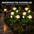 thumbnail image 4 of Rirool 2 Pack White Solar Rose Flower Stake Lights, 10 LED Artificial Roses, Waterproof Dusk to Dawn Outdoor Garden Pathway Decor for Yard Patio Walkway Wedding and Landscape Decor, 4 of 5