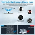 thumbnail image 2 of Hibbent All Metal Rain Shower Head, 10'' High Pressure Rainfall Showerhead with 16" Shower Head Extension Arm, Solid Brass Adjustable Shower Arm Extender, Waterfall Fixed Showerheads, Matte Black, 2 of 7