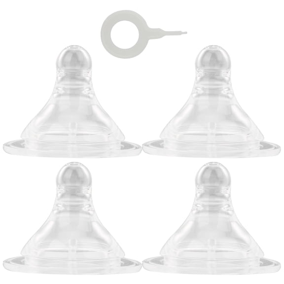 LAZIOEGR Soft Silicone Baby Nipple Set with Milk Needle, 4 Pacifiers, 1 Flow‑Enhancing Needle, Breast‑Like Comfort, Anti‑Colic Vent, Easy Bottle Fit