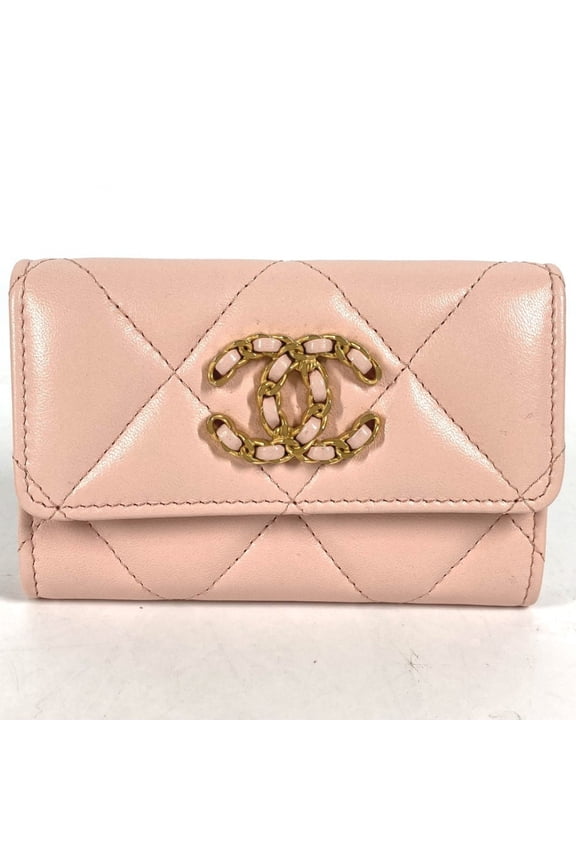 Pre-Owned CHANEL 19 Line Chain CC Card Case Matelasse Coco Mark Wallet Coin Lambskin... (Good)