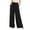 Black, variant on Womens Vertical Striped Polka Dot Print Wide Leg Palazzo Pants Deep Side Hand Pockets Elastic Drawstring High Waist Loose Fit Lightweight Full Length Casual Lounge Trouser Bottoms