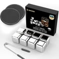 thumbnail image 1 of Whiskey Stones SAICOOS, reutilizables, acero inoxidable, paquete de 8 unidades, 1 of 7