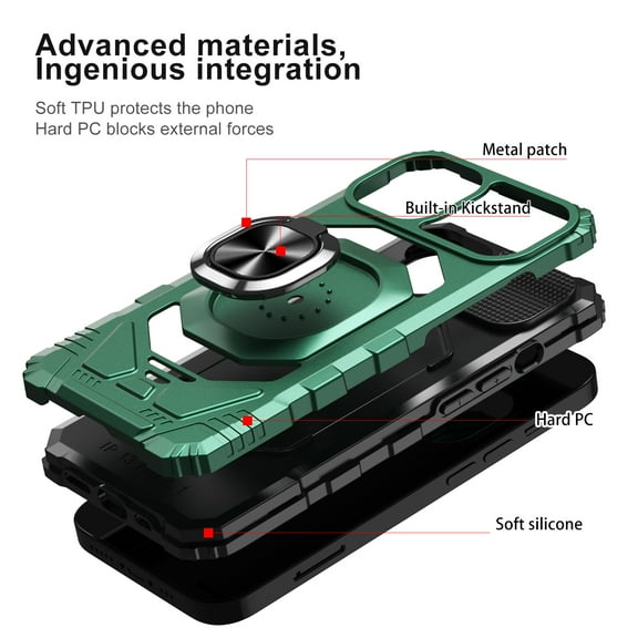 For iPhone 14 PRO MAX Case Shockproof Dual Layer Magnetic RingStand Hybrid Cover