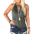 thumbnail image 3 of Sonducket Camisa de color liso sin mangas con cuello halter para mujer Prendas para la parte del cuerpo ejercito verde L, 3 of 6