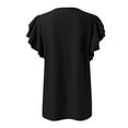 thumbnail image 7 of Tittly T Shirts for Women Basic Tees Women's Summer Top V Neck Ruffle Short Sleeve Casual Loose Tee T Shirts Tshirts Shirts Womens Tops Black L, 7 of 7