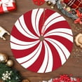thumbnail image 4 of Red Christmas Tree Skirt - Polyester, Candy Cane Design, for Holiday Decor, 4 of 4