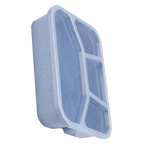 keepw 4-Grids Sungle Layer Multi-colors Rectangular Food Container Fresh-keeping Plastic Storage Case Household Office Blue