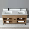 thumbnail image 3 of Kesia 60" Double Bathroom Vanity Set in Brown Pine with Aosta White Composite Stone Countertop without Mirror, 3 of 8