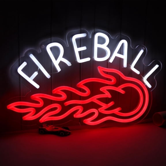 JFLLamp LED Neon Sign Flame Shape Red White Light USB Powered Wall Decor Acrylic Backboard Lamp for Bar Home Party