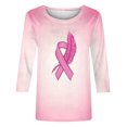 thumbnail image 4 of SwiftWear Women's Breast Cancer Awareness Ribbon 3/4 Length Sleeve Crewneck Graphic Tops Loose Fit Soft Casual Tee Shirts Pink, 4 of 5