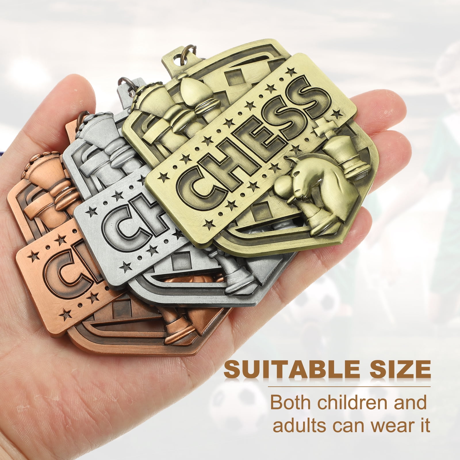 Uxcell Chess Tournament Gold Silver Bronze Award Medals with Red & White & Blue Ribbons, 9 Pcs Winner Medals Prizes for Competitions Sports Party, Gold/Silver/Red