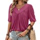 thumbnail image 3 of Blusas para mujer,Blusa de lentejuelas para mujer, manga corta, cuello en V, poliéster, informal, holgada, para uso diario, sopatenor, 3 of 9