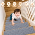 thumbnail image 3 of MOONORAH Stair Treads for Wooden Steps Indoor, Non Slip Reusable Staircase Step Soft Carpet Rugs, 15 Pack 30 X 8 Stair Runners for Kids Elders and Pets Dogs, 3 of 5