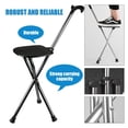 thumbnail image 2 of Bastón plegable con capacidad de 440 lb, asiento y altura ajustable, con trípode y taburete para senderismo, masaje, cuadrado, color negro., 2 of 5