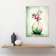 thumbnail image 2 of A Single Rose In A Glass Vase Watercolour Painting Green Pink Valentines Day Flower Romance Nature Colourful Bright Floral Modern Artwork Large Wall Art Poster Print Thick Paper 18X24 Inch, 2 of 5