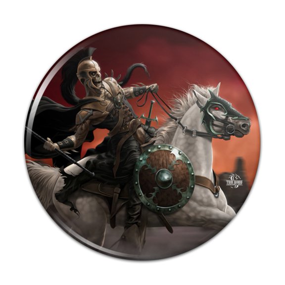 Dark Undead Skeleton Warrior Rider Fantasy Pinback Button Pin