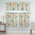 thumbnail image 5 of Teal Sea Turtle Starfish Curtain Valances Set Summer Beach Coral Shell Vintage Kitchen Curtains 24&nbsp;inch Length Rod Pocket Valance and Tiers 3 Piece Set Small Bedroom Bathroom Laundry Decor, 5 of 9