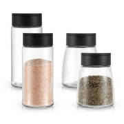 Vucchini Salt and Pepper Shakers Set -  High Quality Glass Salt Shaker with Lid for Kitchen - Elegant Design 4pcs Pack