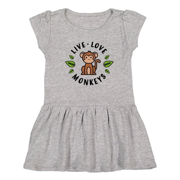Inktastic Live Love Monkeys Girls Toddler Dress