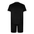 thumbnail image 4 of Aofany Two Piece Short Outfits Men Color Block Tracksuits Sport Summer Short Sleeve and Shorts Set for Men, 4 of 5
