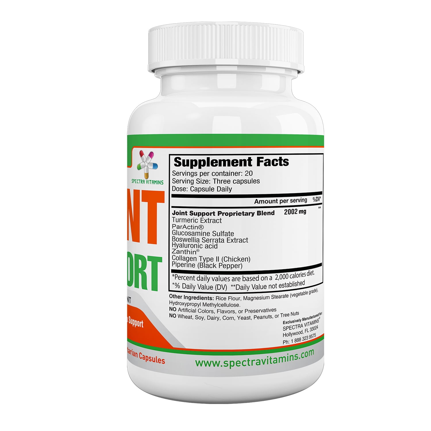 Spectra Vitamins JOINT SUPPORT Supplement with Glucosamine and Turmeric, 60 Capsules